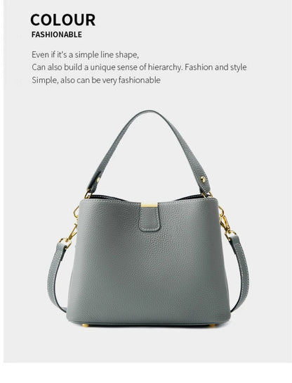 Hifashion 100% vache en cuir véritable seau épaule sacs à bandoulière pour femmes 2025 luxe concepteur large sangle fourre-tout dames sacs à main