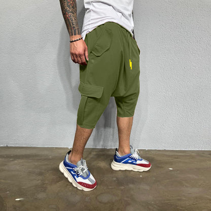 Pantalon de survêtement décontracté pour hommes, tendance Hip Hop en Europe et en amérique, ample, solide, sport de rue, Harlan, court, vêtements pour hommes