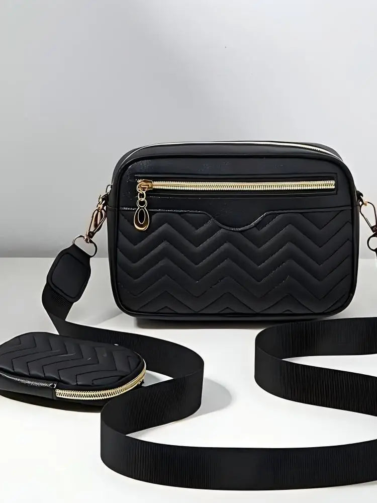 Sac carré à bandoulière minimaliste décontracté, avec Mini sac à main suspendu, sac à bandoulière à motif matelassé pour femmes, ensemble deux pièces