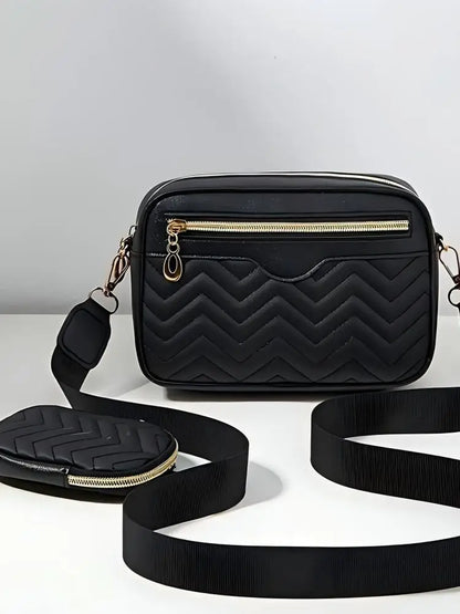 Sac carré à bandoulière minimaliste décontracté, avec Mini sac à main suspendu, sac à bandoulière à motif matelassé pour femmes, ensemble deux pièces