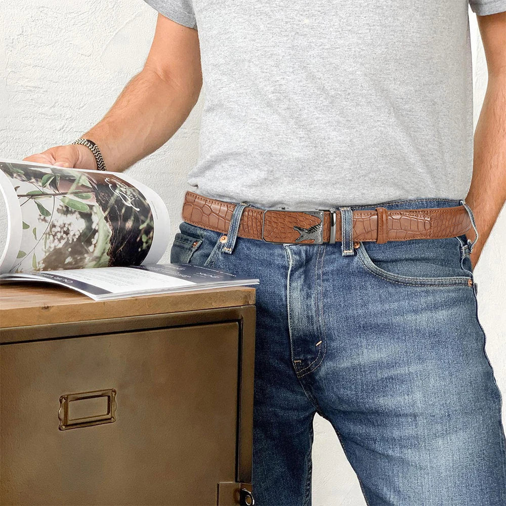 Ceinture en cuir PU pour hommes, ceinture à boucle automatique à la mode pour les affaires populaires, ceinture masculine de haute qualité