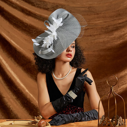 Chapeau de mariage en plumes parfaites, chapeaux Derby Kentucky en paille à la mode, fascinateurs de mariée de luxe Premium, bandeau Unique avec Clip pour voile