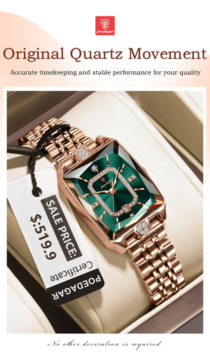 POEDAGAR montre de luxe pour femme calendrier étanche haute qualité dames montre en acier inoxydable Quartz femmes montres élégant + boîte