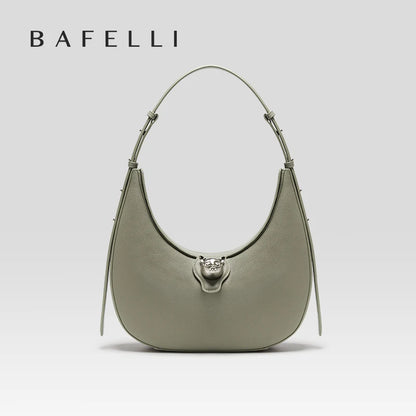 BAFELLI 2025 nouveau sac à main pour femmes série chat en cuir véritable marque de luxe mode rétro STYLE épaule HOBOS sacs à rabat femme