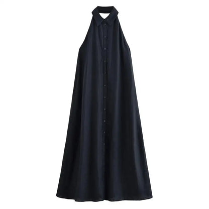 Robes d'été femmes 2025 nouveau cou-pendu élégant longue robe de vacances femmes rue Chic jeunesse robe de mode ample