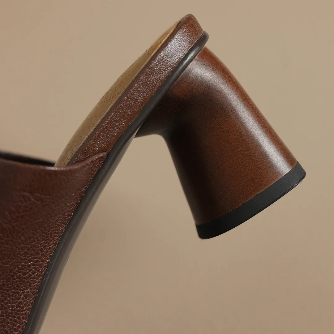 Sandales d'été en peau de mouton souple pour femmes, diapositives ald-on, talon rond de 6cm, élégantes, dames, grande taille 34-41, escarpins habnommée quotidiens minces, chaussures