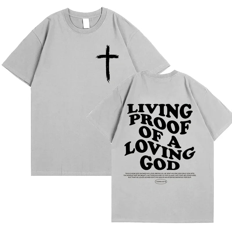 T-shirts à manches courtes et col rond pour femmes, vêtements chrétiens inspirants avec lettres imprimées, preuve de vivre d'un dieu aimant