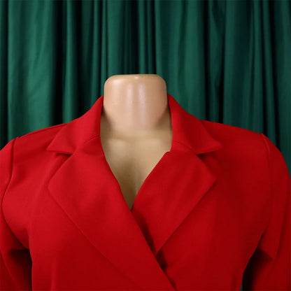 Robe plissée pour femmes, grande taille, col plissé, style blazer, bureau, vintage, sexy, ceinture, fête, serrée, courbée, courte
