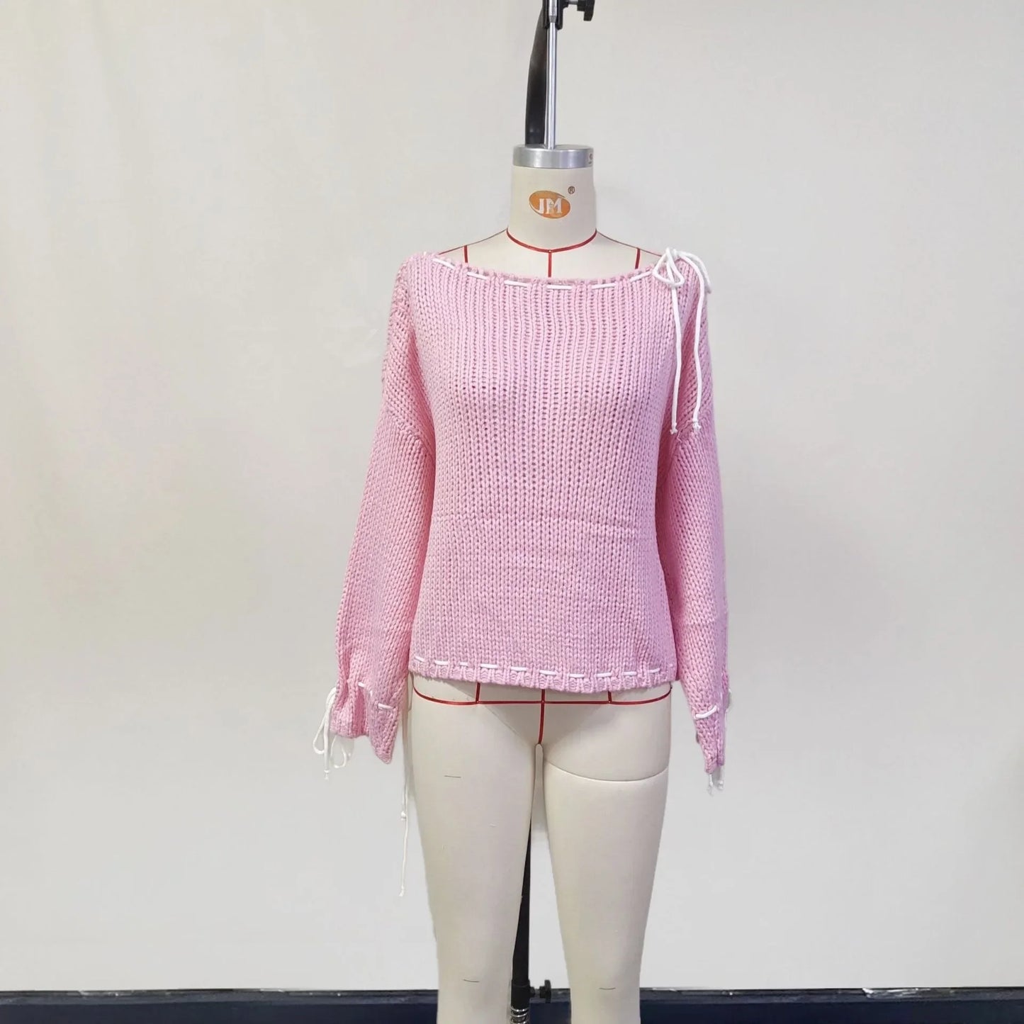 Pull tricoté à lacets pour femme, pull à manches longues, ample, à la mode, Y2K, nouvelle collection automne hiver 2024