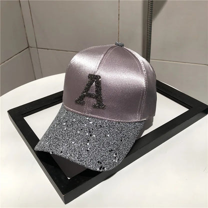 Casquette de baseball en satin brillant avec lettre R pour femmes et filles, chapeaux Snapback, sports de plein air, hip hop, soleil, printemps, été, mode