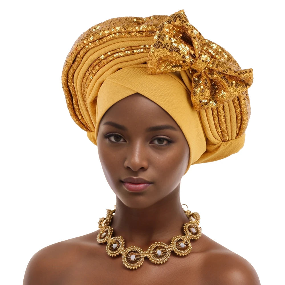 Cravate de Sauna à Paillettes pour Femme, Turban Africain avec Nministériels d Papillon Doux, Accessoire de ix