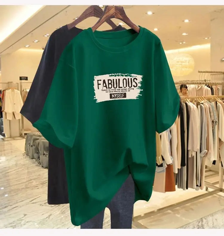 T-shirt à manches courtes et col rond pour femmes, t-shirts basiques en pur coton, t-shirt décontracté, pulls College de lettres, mode élégante d'été, 45-105 noix