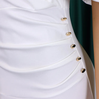 FairyShely-Robe longue à manches courtes pour femmes, grande taille, col rond, grandes robes pour dames, robe de soirée serrée, robe curvy, monochromatique, été, 2025