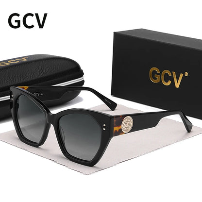 GCV marque acétate apparence brevet Design femmes papillon rectangulaire Triangle lunettes de soleil polarisées UV400 mode