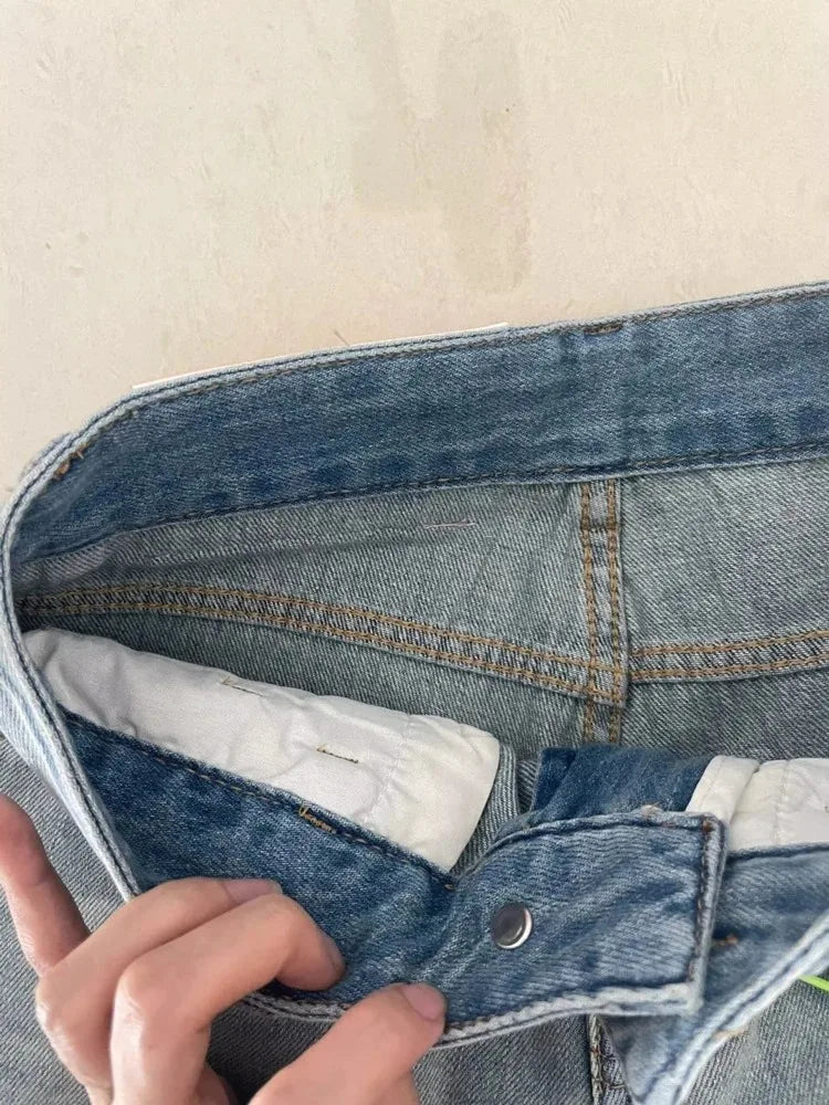 Jean Baggy à jambes larges pour femmes, Vintage Y2K Punk, taille basse, pantalon en Denim ample, Streetwear, mode Trashy, Long pantalon patineur