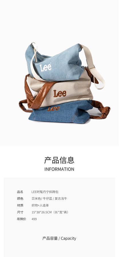 LEE femmes minimalisme Hobo Denim bleu une épaule oreiller sac dames jean doux large en cuir bretelles sacs à bandoulière