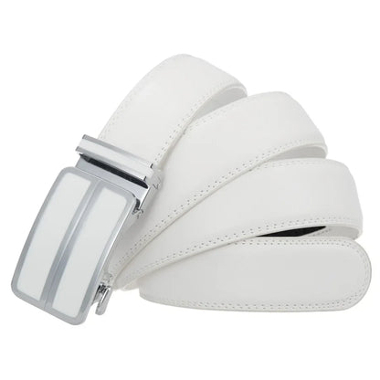 Plyesxale Black Khaki Blue Red White Leather Belt For Men Good Quality Mens Belts Luxury Automatic Buckle Waist Strap Male B1049