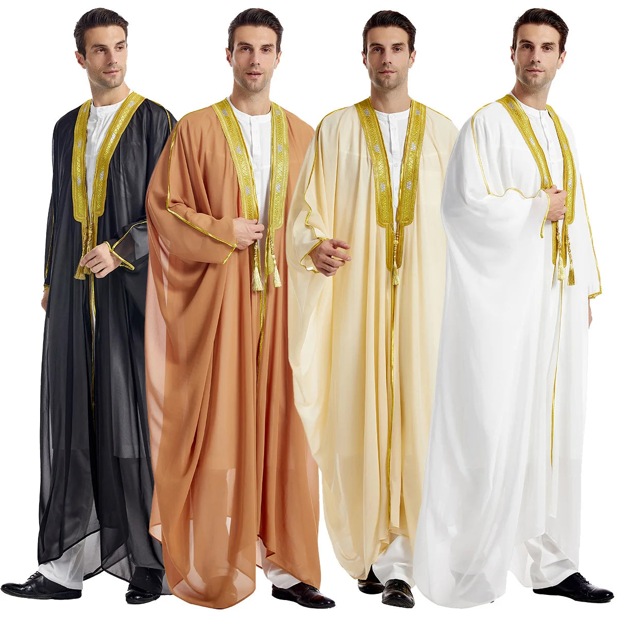 Eid hommes musulmans Jubba Thobe hommes Cardigan Abaya Robe longue islamique Ramadan Kimono longue Robe saoudienne arabe Musulman Caftan dubaï