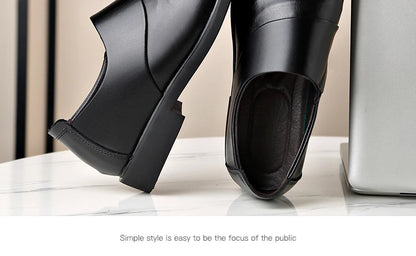 Chaussures plates en cuir véritable pour hommes, rehaussantes de 6CM, chaussures d'affaires formelles en cuir, chaussures de mariage décontractées britanniques, nouvelle collection