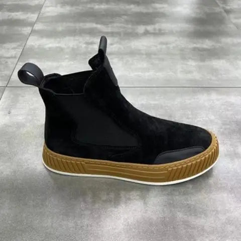 Bottes de neige décontractées en peluche pour hommes, chaussures de planche à plateforme, dessus en cuir microcarence, mode d'hiver, haut de gamme, recommande une augmentation de la hauteur, NuSO k