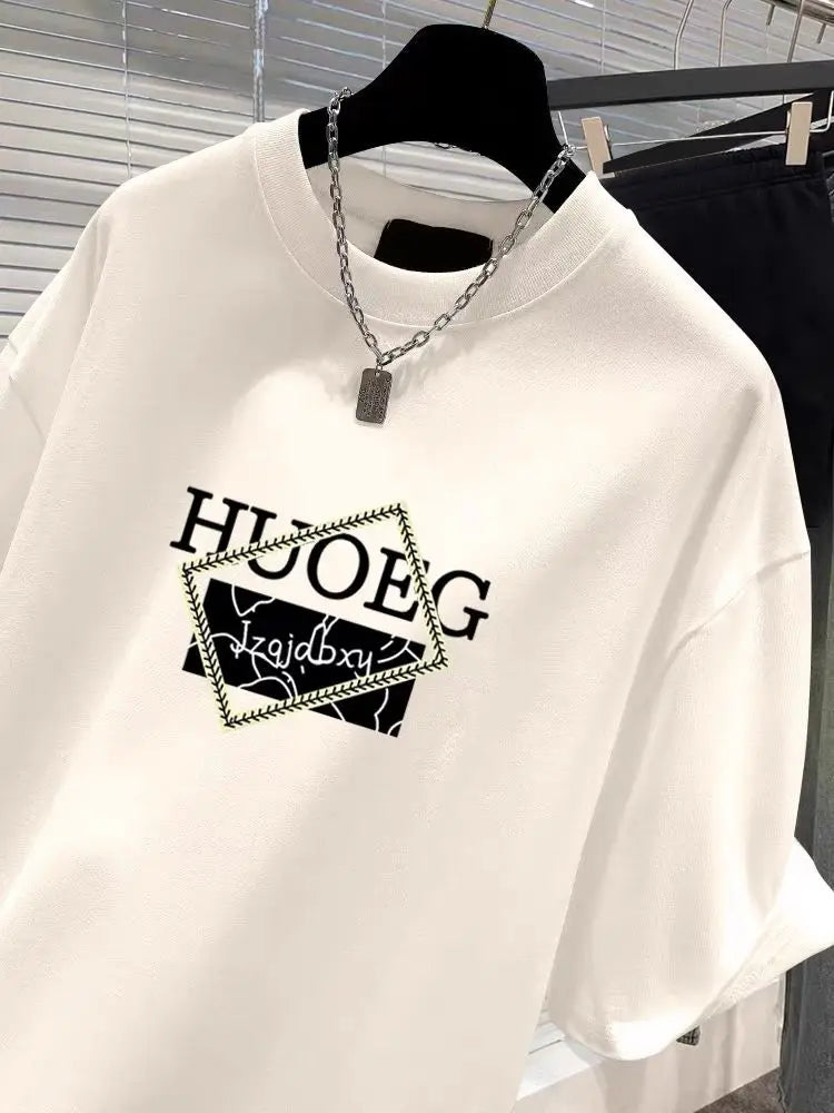 T-shirt à manches courtes en pur coton de style européen pour femmes, vêtements d'été décontractés, haut imprimé à col rond, pull basique pour femme