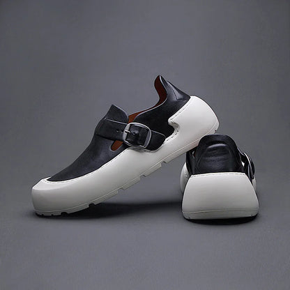 Été 2025 nouveaux mocassins en cuir respirants pour hommes semelles souples semelles épaisses confortables chaussures en cuir pour hommes à la mode et décontractées