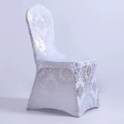 Housses de chaise de salle à manger bronzantes, or, argent, imprimé floral, amovible, lavable, extensible, décorative, pour mariage