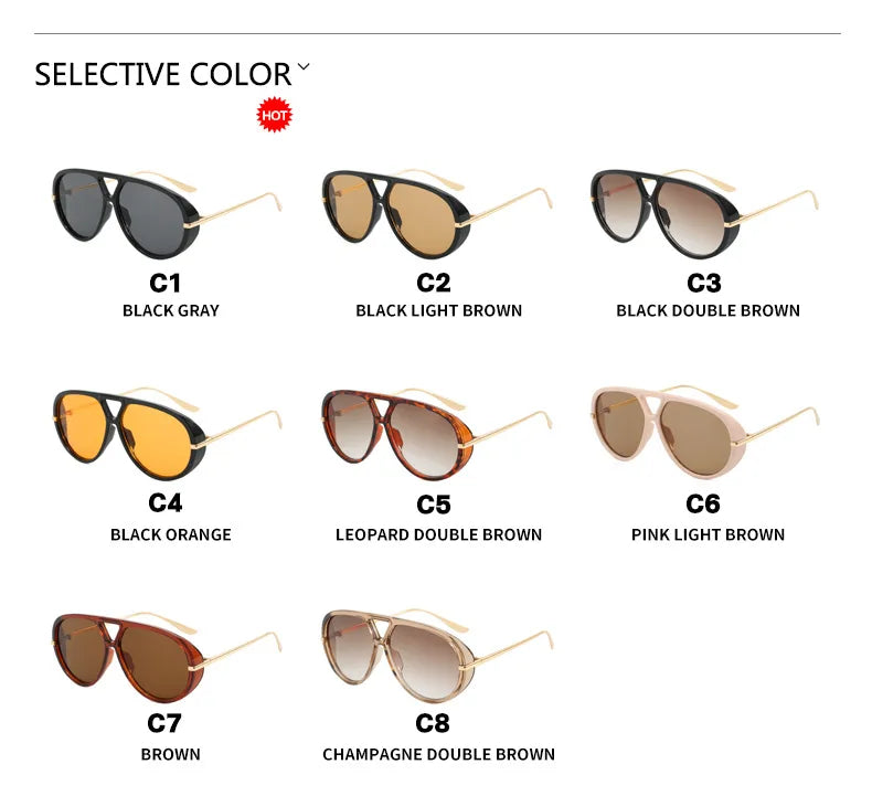 Lunettes de soleil pilote Punk ovales surdimensionnées pour femmes, grande marque de luxe, monture métallique Vintage, lunettes de soleil pour dames, bouclier UV400, 2025