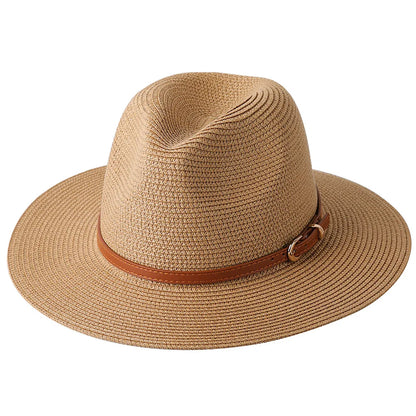 56-58-59-60CM nouveau chapeau de paille de forme souple Panama naturel été femmes/hommes casquette de soleil de plage à large bord Protection UV chapeau Fedora