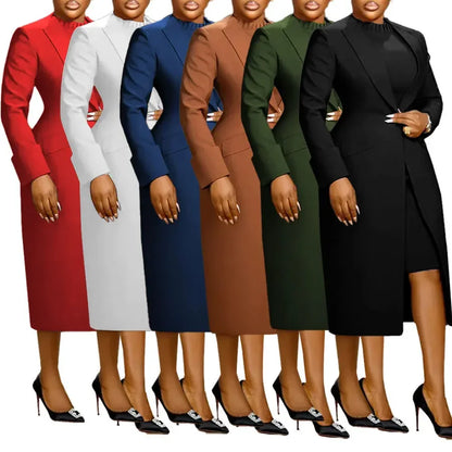 Ensemble femme manches longues Blazer manteau + robe longue costume hiver Streetwear deux 2 pièces ensemble afrique OL tenues de travail