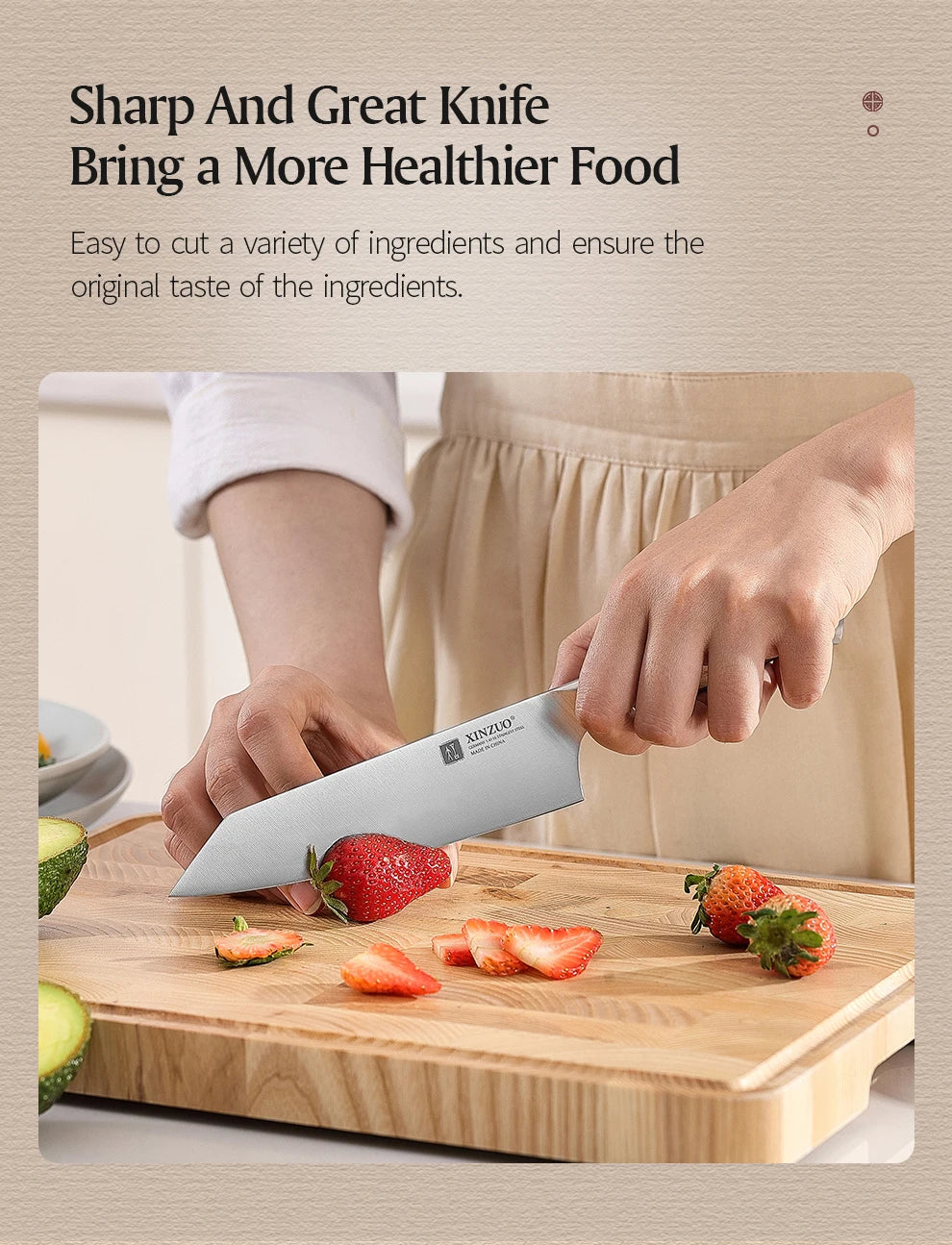 XINZUO 5,83 pouces Bunka couteau de chef allemand DIN 1.4116 acier 56 ± 2 HRC 15 ° Rivets en cuivre avec manche en bois d'olivier à 1 bords avec boîte cadeau