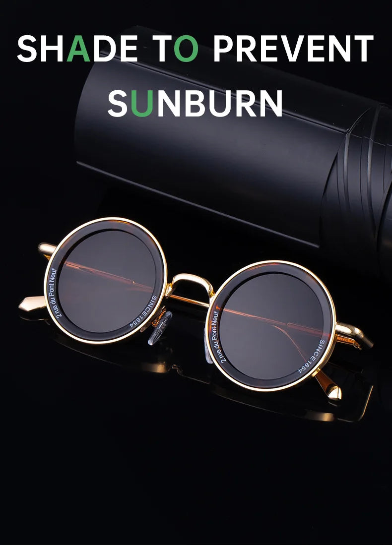 2025 Steampunk lunettes de soleil pour hommes mode ronde Punk lunettes de soleil vacances Oculos lunettes d'extérieur Vintage Designer tendance Lentes