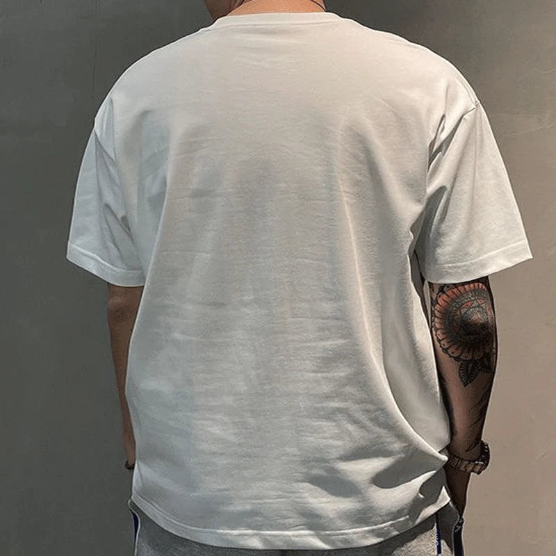 T-shirt manches courtes col rond, décontracté, assorti avec tout, tendance coréenne, couleur unie, lettre imprimée, ample, mode jeunesse, été 2023