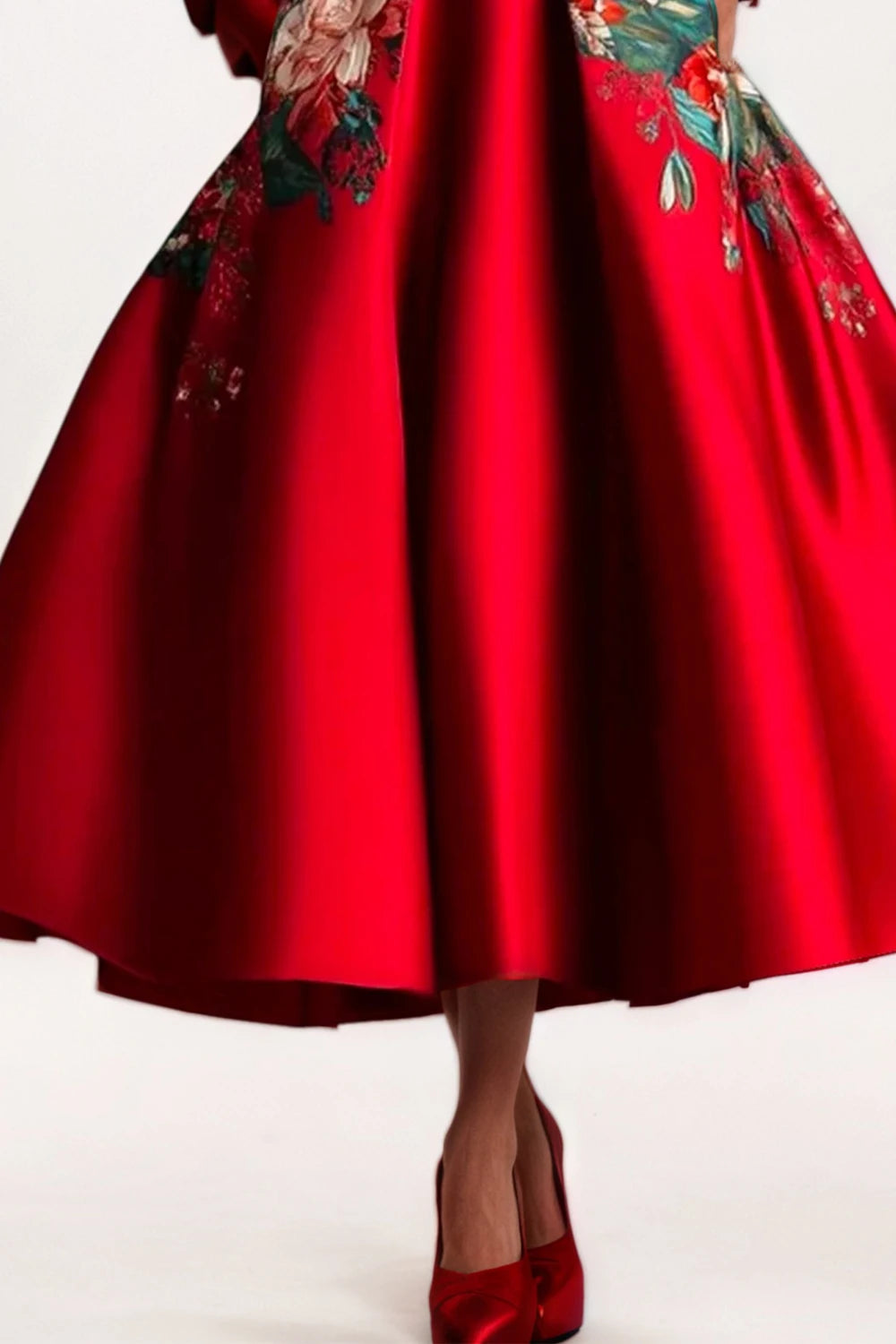 Robe trapèze en Satin pour femmes, élégante, manches longues, col rond, rétro, imprimé Floral, poches, soirée, Club, robes d'invitées de mariage