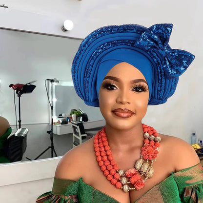 Cravate de Sauna à Paillettes pour Femme, Turban Africain avec Nministériels d Papillon Doux, Accessoire de ix