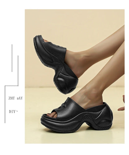 STleargSHEN-Pantoufles d'été à l'offre elles optiques pour femmes, tongs hautes de 9cm, talons compensés, chaussures de plage, pantoufles à plateforme épaisse