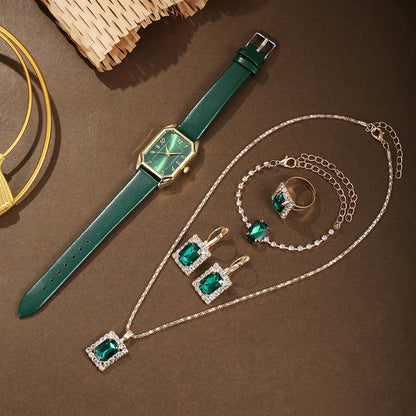 Montres carrées de luxe pour femmes, montre-bracelet à quartz pour dames, ensemble de bijoux classiques simples, marque de mode, 6 pièces, 5 pièces, 1 pièce