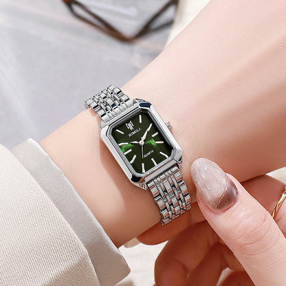 Montre-bracelet à quartz en acier inoxydable pour femme, montres carrées simples, cadeau de luxe, mode étudiante, marque chaude, 2025