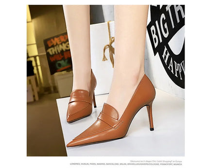 Escarpins à Talons Hauts Élégants pour Femme, Cuir Classique, Rétro, Jolie tu, Parker, Slip On, Marron, Noir, Bureau, ix, Chaussures Simples