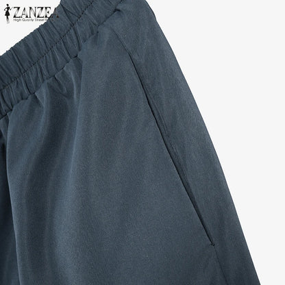 BS -  mode femmes deux pièces ensembles à manches longues revers chemise jambe large pantalon ensembles 2 pièces tenues de vacances décontracté OL travail survêtements