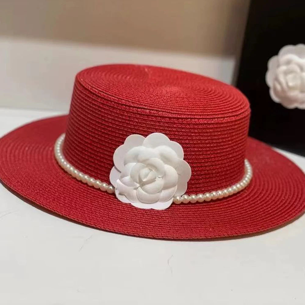 Chapeau plat d'été pour femmes, nouveau style, chapeau de soleil, de plage, de mariage, de thé, élégant, avec coiffure en perles, 모자
