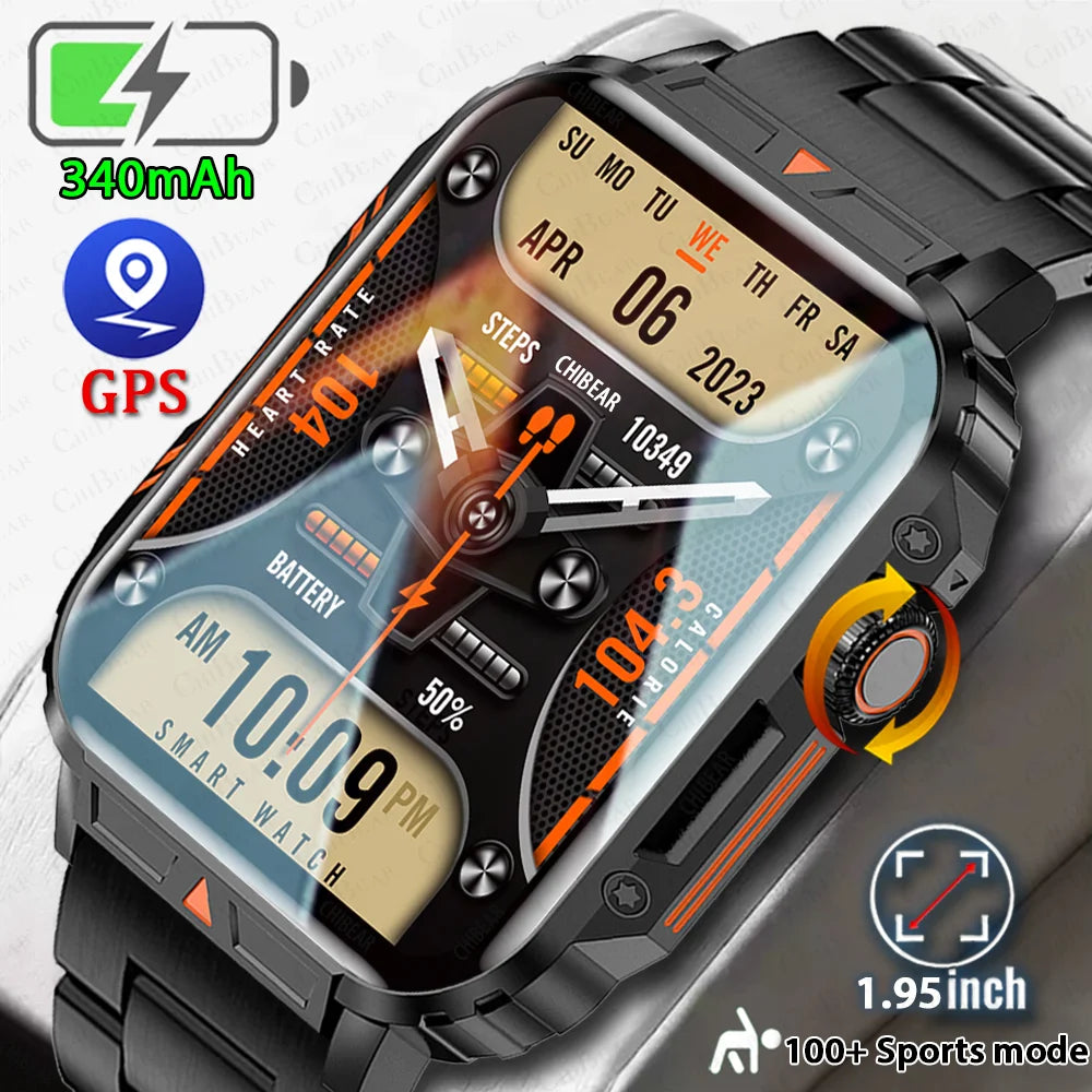2024 nouveau 1.95 extérieur militaire homme montre intelligente hommes Bluetooth appel Smartwatch hommes pour Android IOS IP68 étanche Ftiness montres