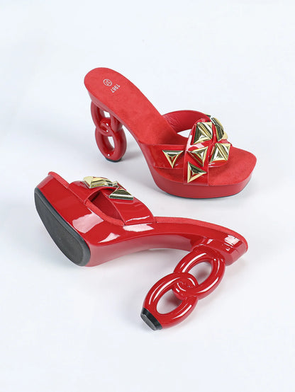 Pantoufles à plateforme pour femmes, style étrange, fretwork, talons hauts, carré, Parker, sandales évidées, chaussures d'été pour femmes, nouveau, 2025, 12cm