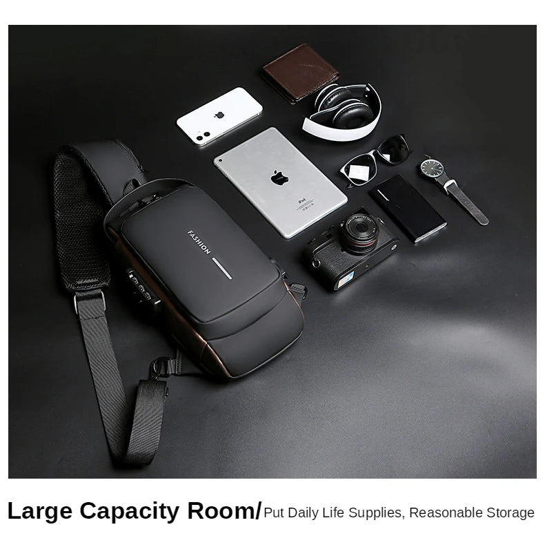 Sac à bandoulière antivol en cuir PU pour homme, sac de poitrine, classique, multifonctionnel, initié, créateur de marque, nouveau