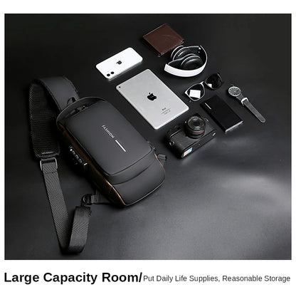 Sac à bandoulière antivol en cuir PU pour homme, sac de poitrine, classique, multifonctionnel, initié, créateur de marque, nouveau