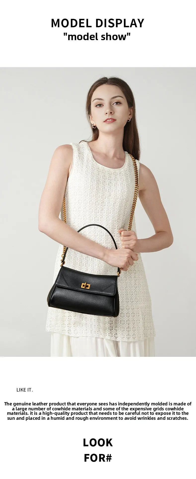 Sac à bandoulière en cuir de vache pour femmes, avec chaîne, petit Design, sac à main haut de gamme pour employés de bureau, accessoire de mode à bandoulière unique