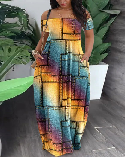 BERAKAH SUPRÊME -6 Robe longue en Polyester imprimé pour femmes africaines, Sexy, mode, manches courtes, Maxi, été, 2023