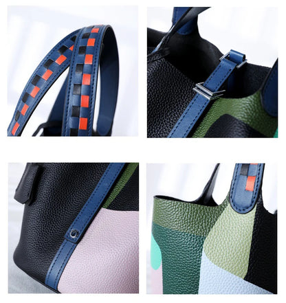 Divers sacs de luxe en cuir véritable, sac à main à la mode pour femmes, panier de légumes, sac seau Portable pour femmes avec serrure
