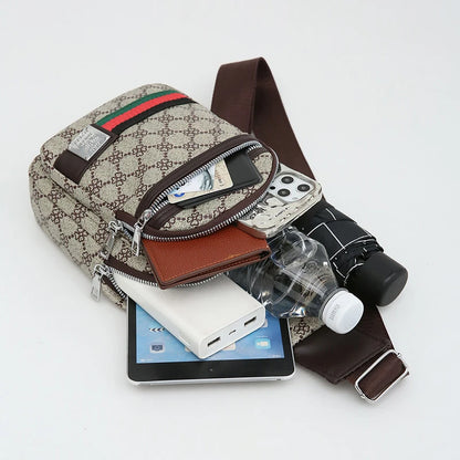 Sac messager multifonction pour hommes, sacs de poitrine en tissu à bandoulière, sac à main décontracté avec trou pour écouteurs