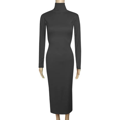 Robe longue à col haut pour femme, couleur unie, Sexy, élégante, transfrontalière, B105, AE, Stockpile, à la mode, automne